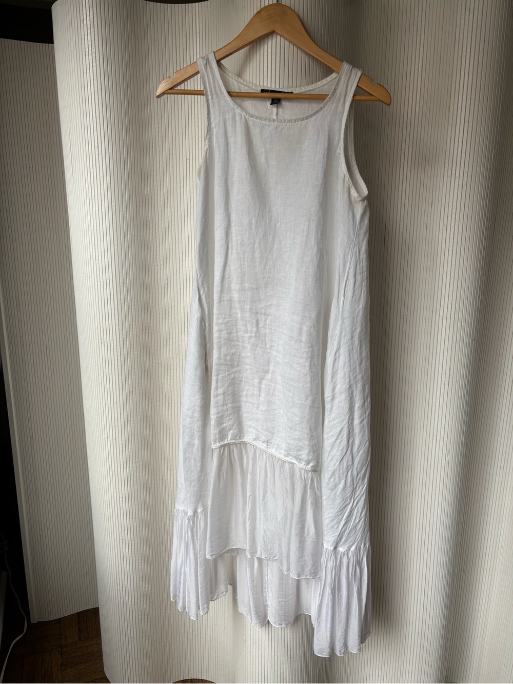 SAKS Fifth Avenue White Sleeveless High-Low Ruffle Dress